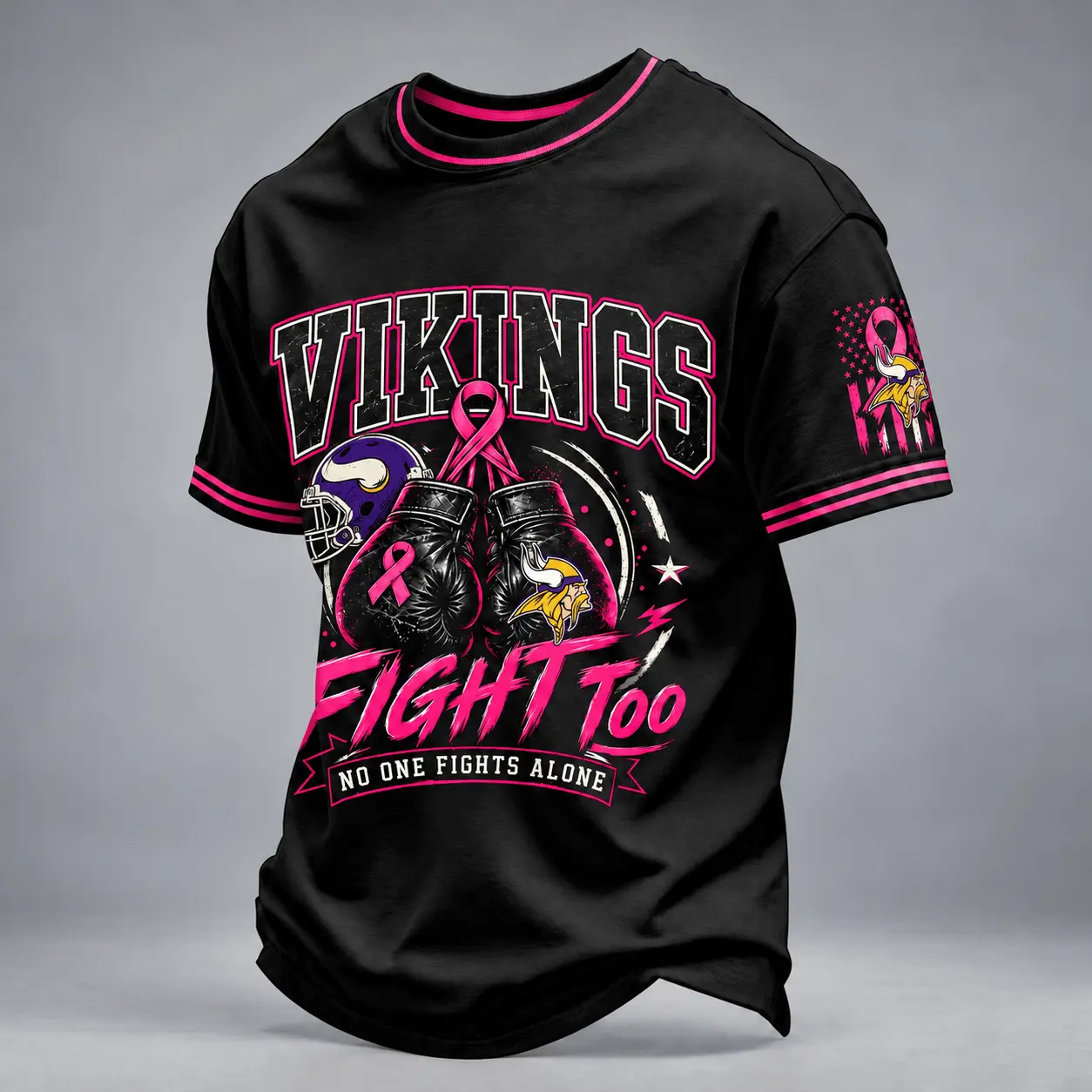 Minnesota Vikings | Premium NFL No One Fights Alone Breast Cancer Awareness T-Shirt TD