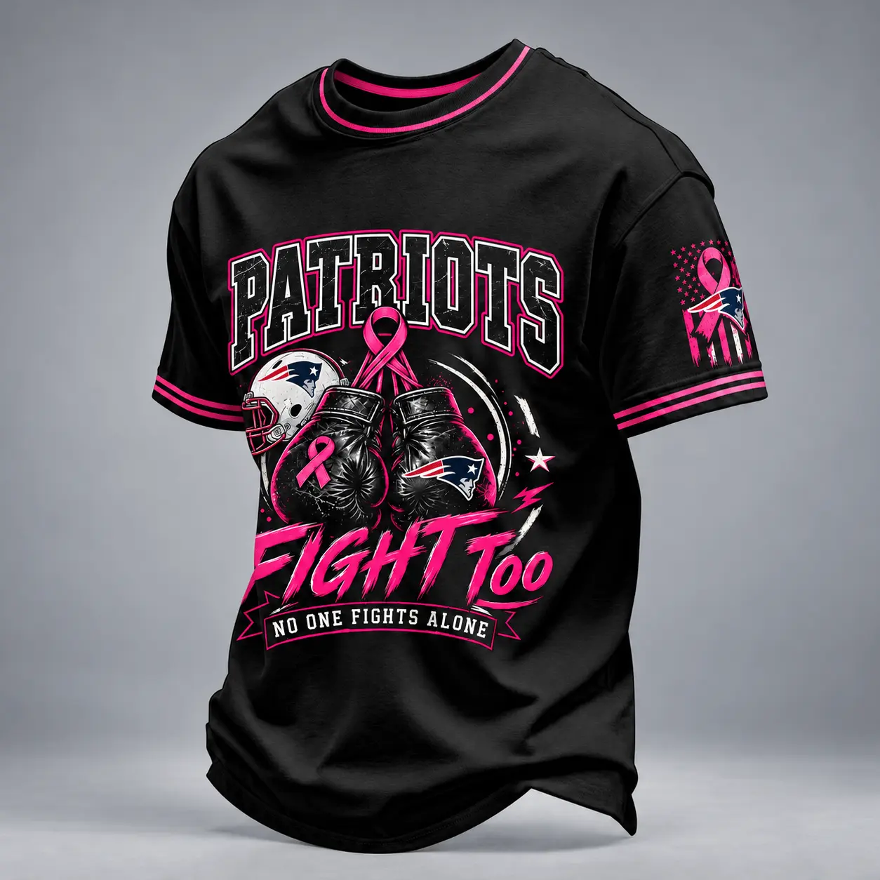 New England Patriots | Premium NFL No One Fights Alone Breast Cancer Awareness T-Shirt TD