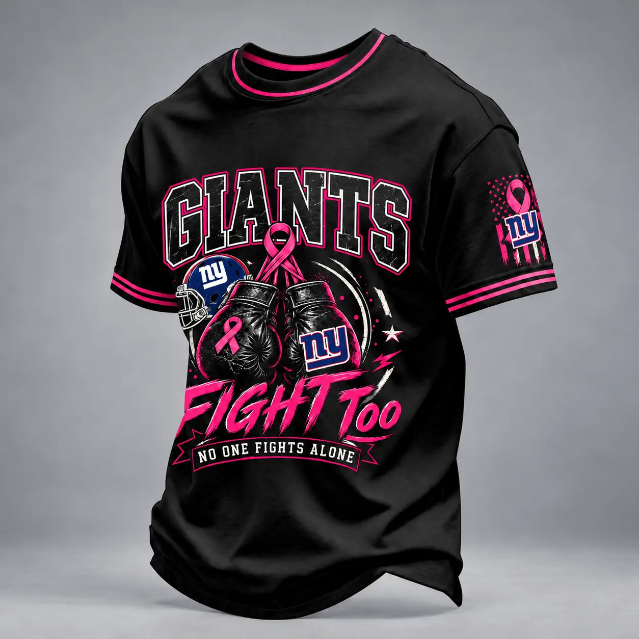 New York Giants | Premium NFL No One Fights Alone Breast Cancer Awareness T-Shirt TD