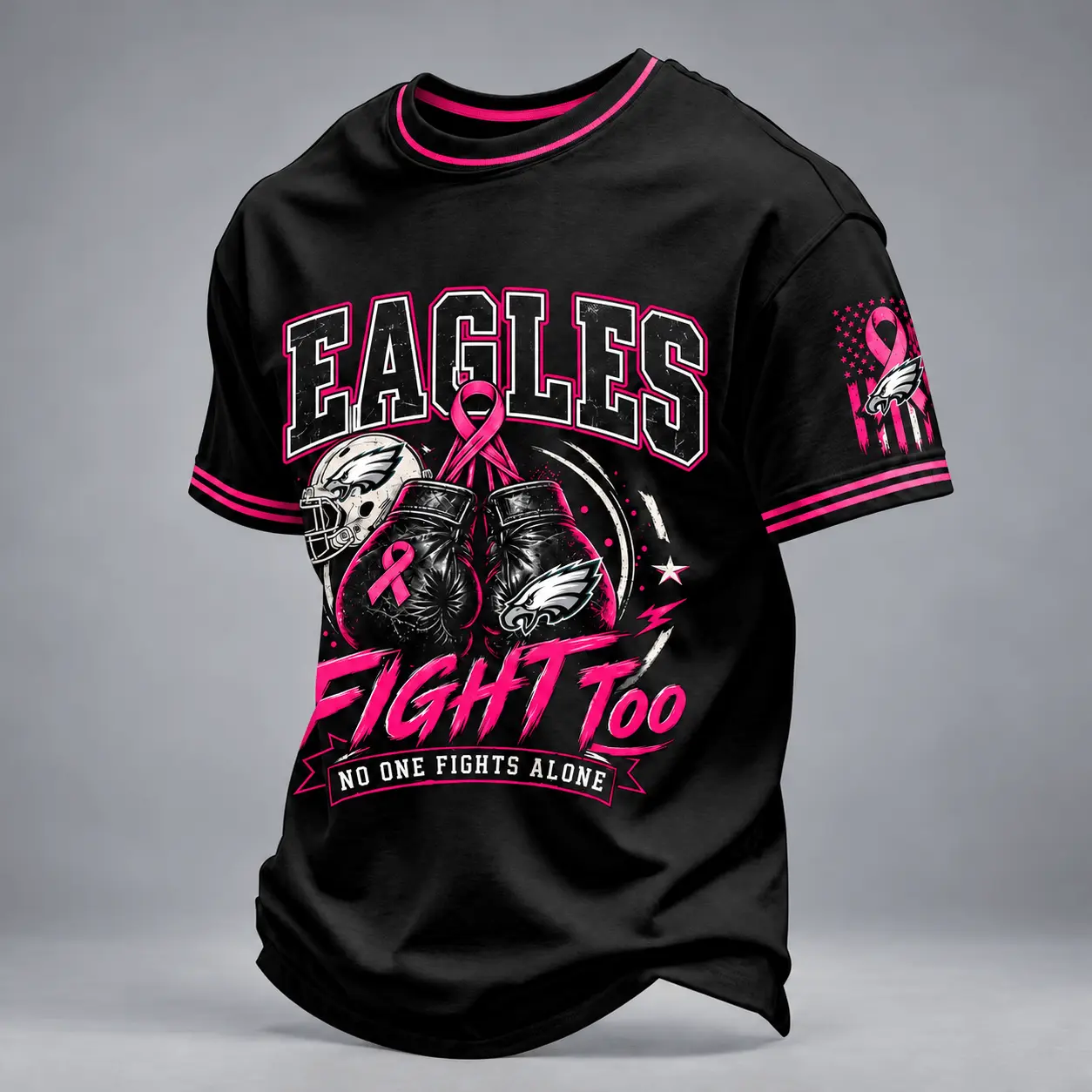 Philadelphia Eagles | Premium NFL No One Fights Alone Breast Cancer Awareness T-Shirt TD
