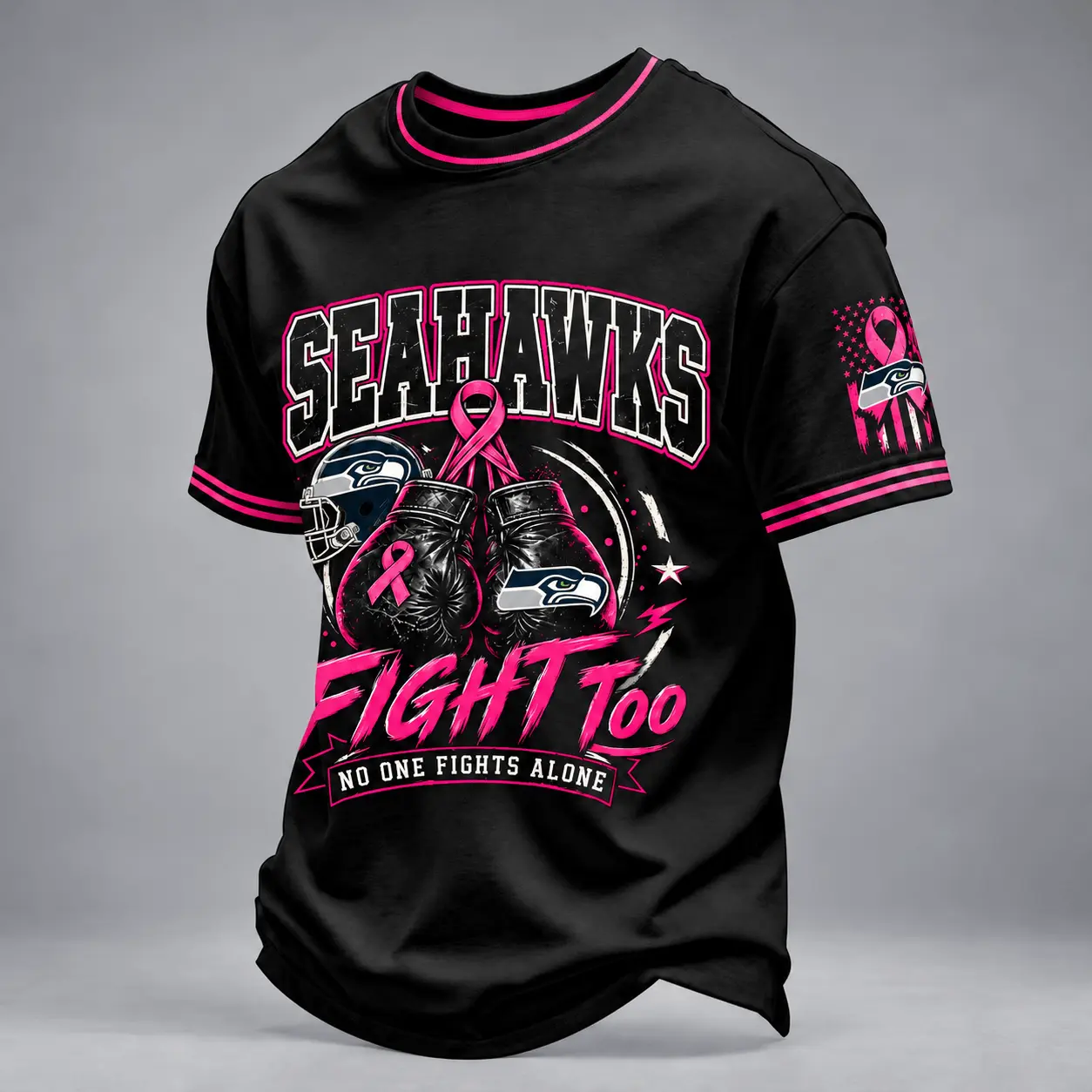 Seattle Seahawks | Premium NFL No One Fights Alone Breast Cancer Awareness T-Shirt TD