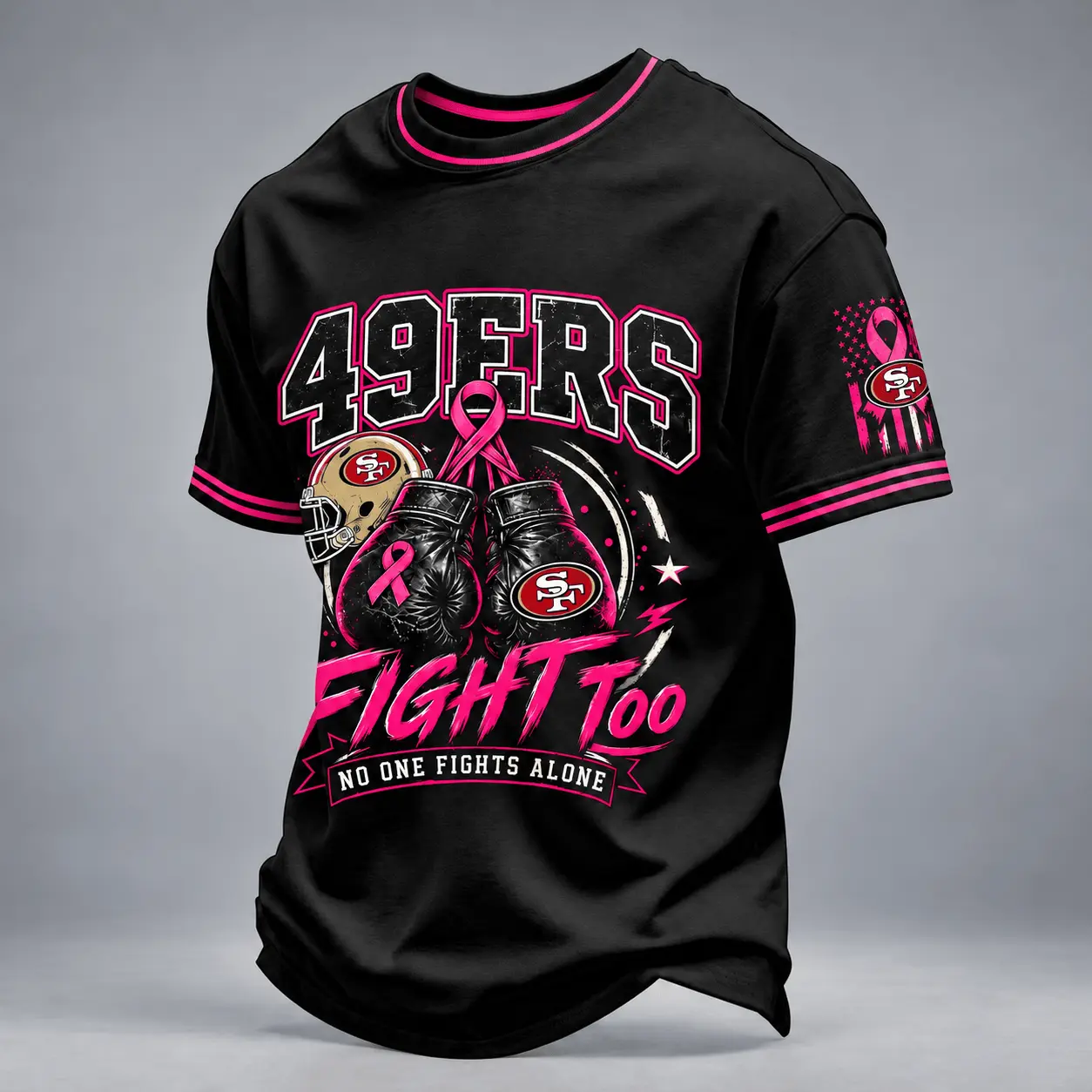 San Francisco 49ers | Premium NFL No One Fights Alone Breast Cancer Awareness T-Shirt TD