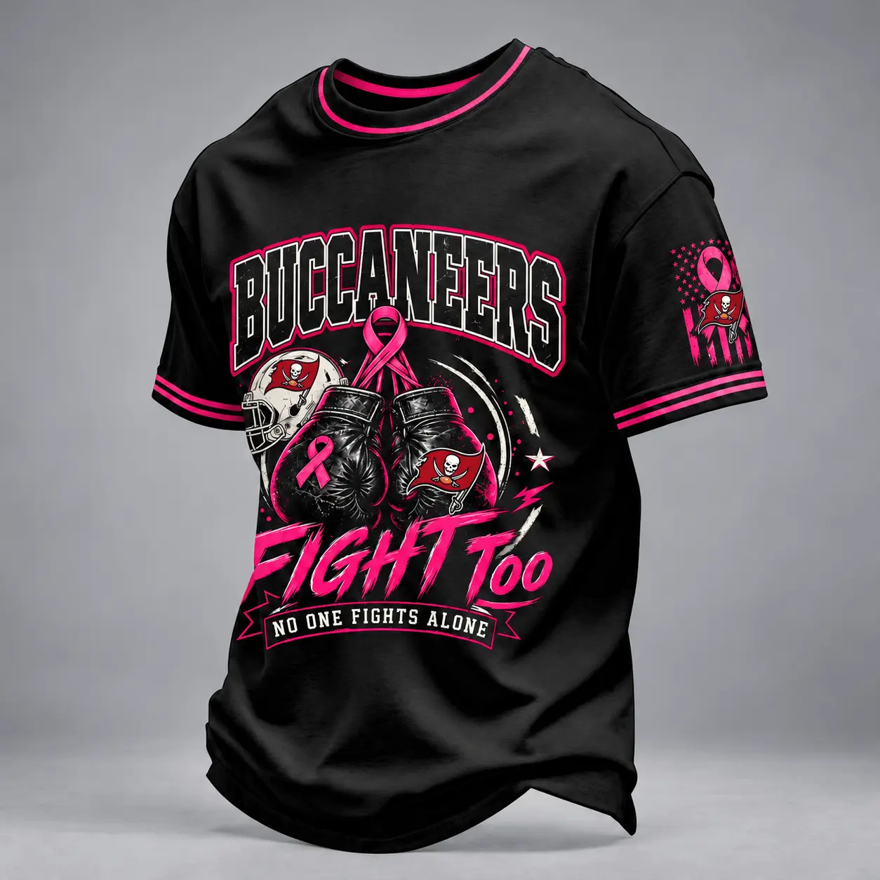 Tampa Bay Buccaneers | Premium NFL No One Fights Alone Breast Cancer Awareness T-Shirt TD