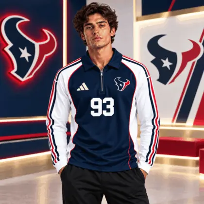 Vintage Football Zipper Long Sleeve Polo