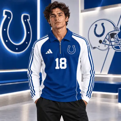 Indianapolis Colts | Premium NFL Vintage Football Zipper Long Sleeve Polo TD