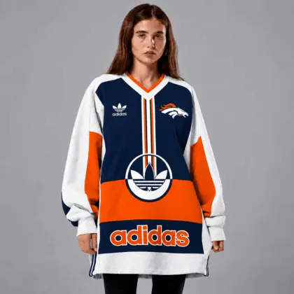 Denver Broncos | Premium NFL Vintage Varsity Oversized V-Neck Sweatshirt TD