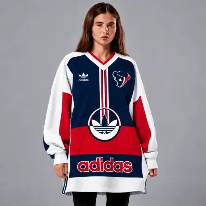 Houston Texans | Premium NFL Vintage Varsity Oversized V-Neck Sweatshirt TD