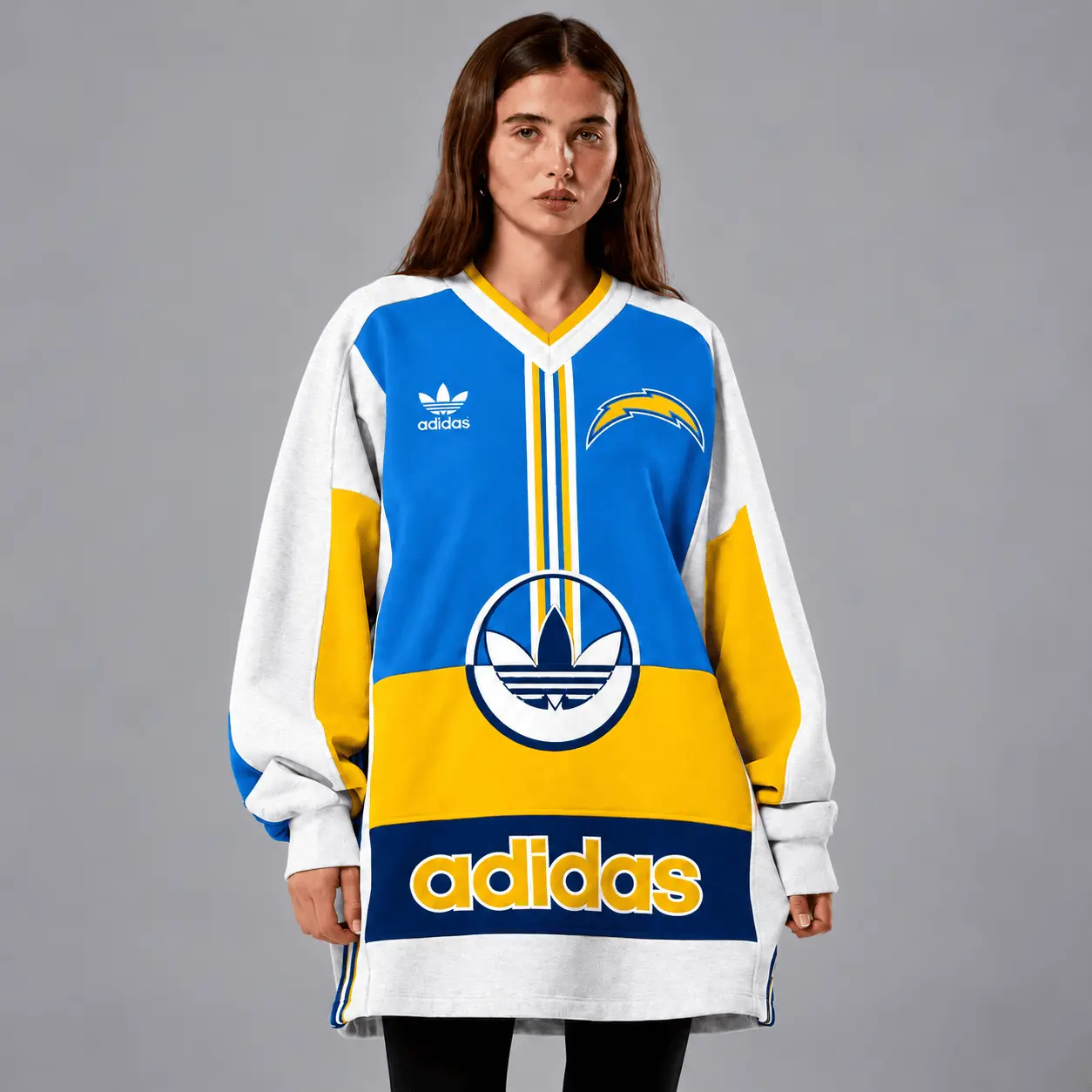 Los Angeles Chargers | Premium NFL Vintage Varsity Oversized V-Neck Sweatshirt TD