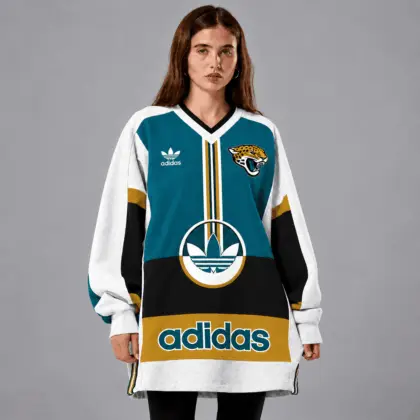 Jacksonville Jaguars | Premium NFL Vintage Varsity Oversized V-Neck Sweatshirt TD