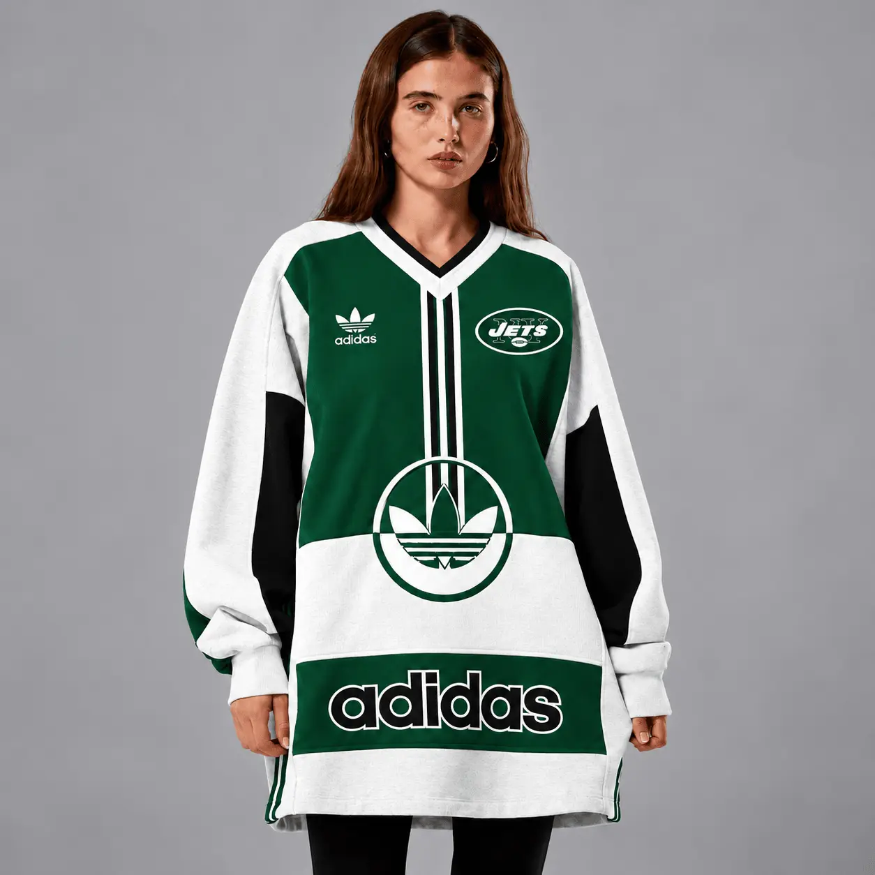New York Jets | Premium NFL Vintage Varsity Oversized V-Neck Sweatshirt TD
