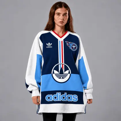 Tennessee Titans | Premium NFL Vintage Varsity Oversized V-Neck Sweatshirt TD