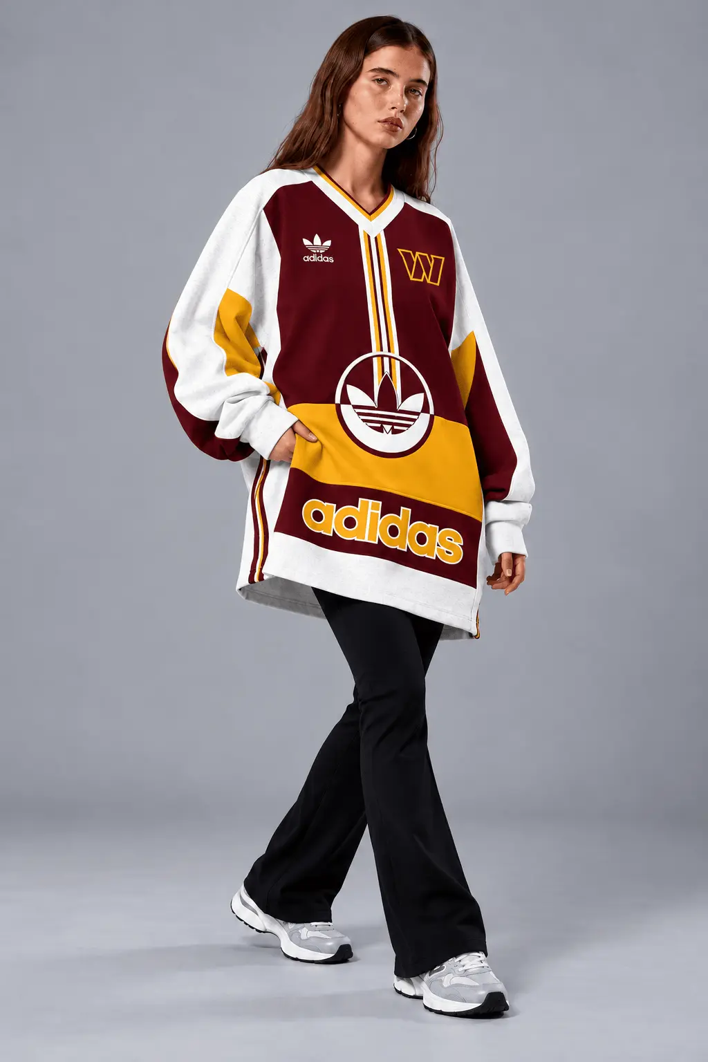 Washington Commanders | Premium NFL Vintage Varsity Oversized V-Neck Sweatshirt TD - Image 2