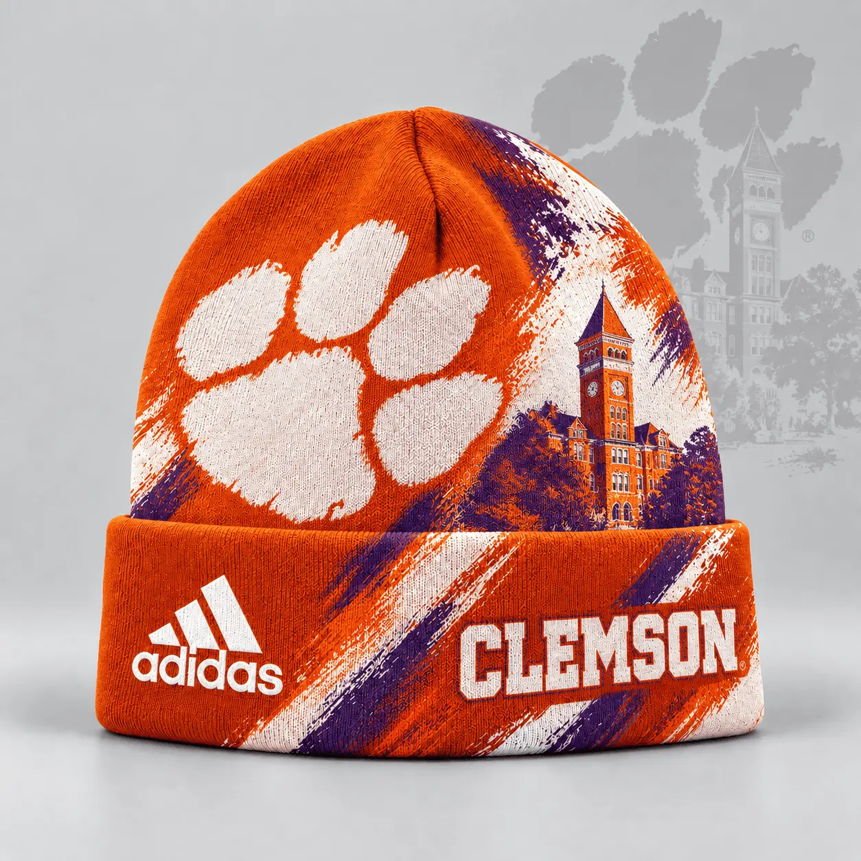 Clemson Tigers | Premium NCAA Varsity Brushstroke Knit Cuffed Beanie NDN