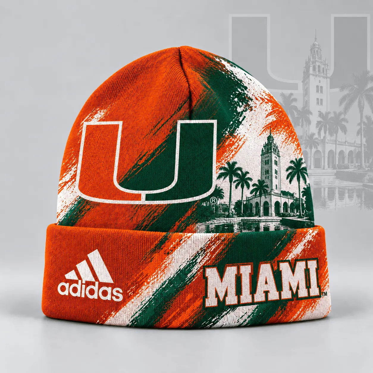 Miami Hurricanes | Premium NCAA Varsity Brushstroke Knit Cuffed Beanie NDN