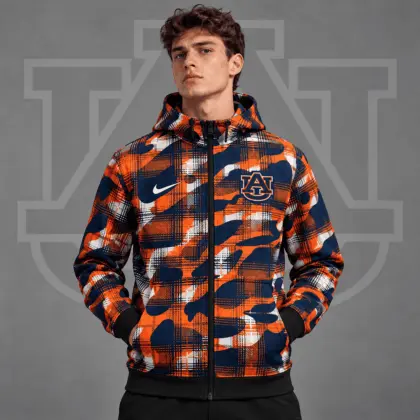 Auburn Tigers | Premium NCAA Tactical Plaid Camo All Over Print Full Zip Hooded Jacket NDN