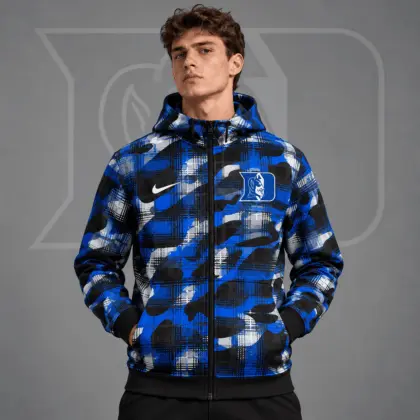 Duke Blue Devils | Premium NCAA Tactical Plaid Camo All Over Print Full Zip Hooded Jacket NDN