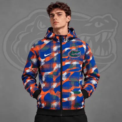 Florida Gators | Premium NCAA Tactical Plaid Camo All Over Print Full Zip Hooded Jacket NDN