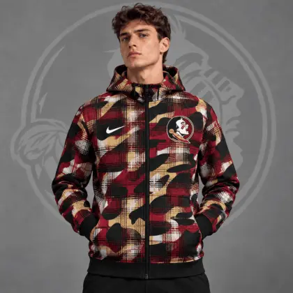 Florida State Seminoles | Premium NCAA Tactical Plaid Camo All Over Print Full Zip Hooded Jacket NDN