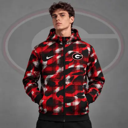 Georgia Bulldogs | Premium NCAA Tactical Plaid Camo All Over Print Full Zip Hooded Jacket NDN