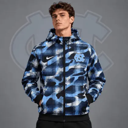 North Carolina Tar Heels | Premium NCAA Tactical Plaid Camo All Over Print Full Zip Hooded Jacket NDN