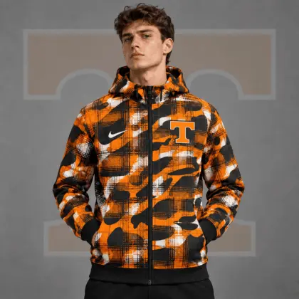 Tennessee Volunteers | Premium NCAA Tactical Plaid Camo All Over Print Full Zip Hooded Jacket NDN