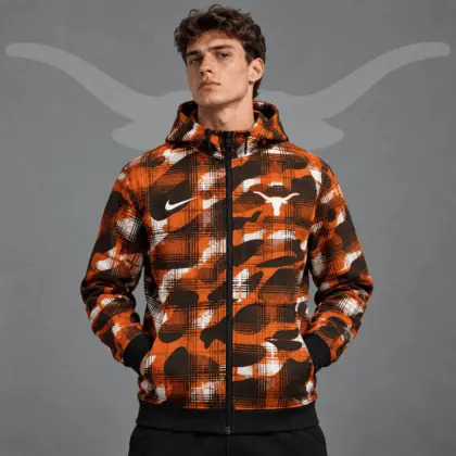 Texas Longhorns | Premium NCAA Tactical Plaid Camo All Over Print Full Zip Hooded Jacket NDN