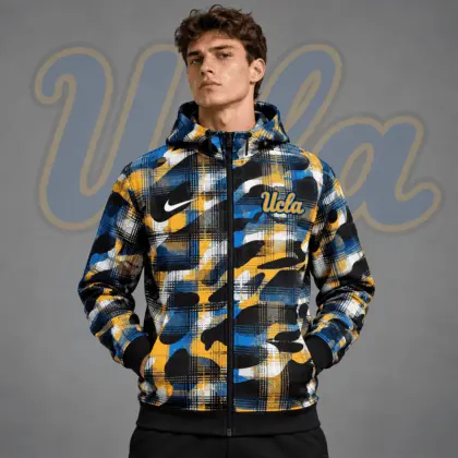 Ucla Bruins | Premium NCAA Tactical Plaid Camo All Over Print Full Zip Hooded Jacket NDN