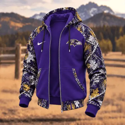Baltimore Ravens | Premium NFL Camo Hunting Zip Hoodie TD