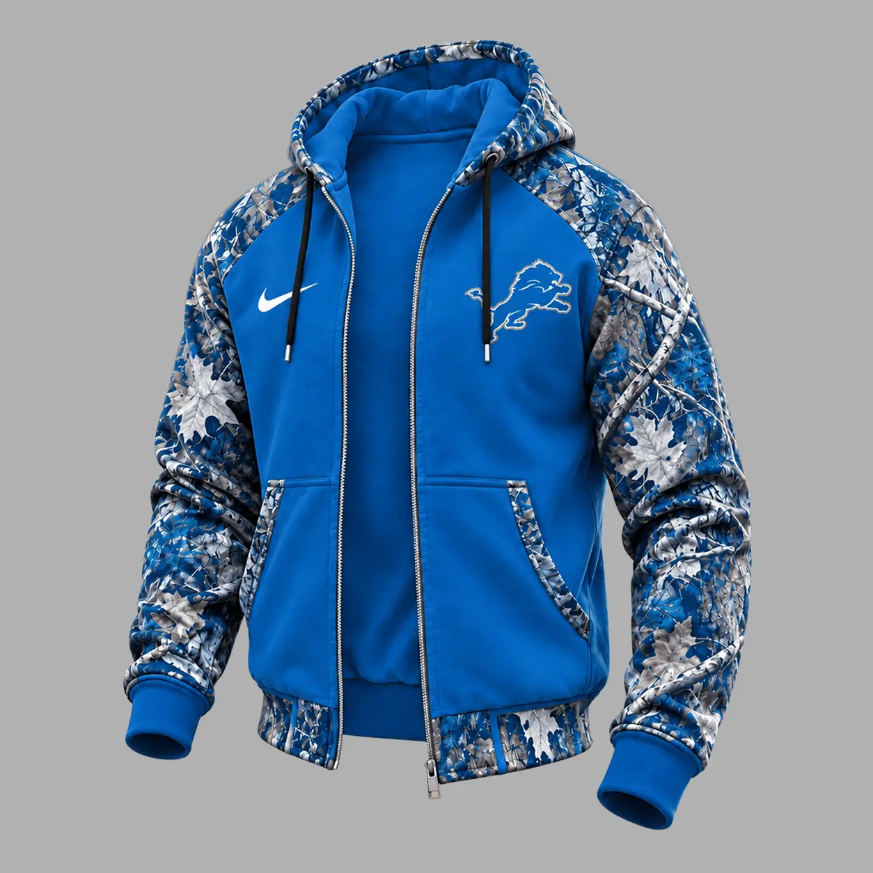 Detroit Lions | Premium NFL Camo Hunting Zip Hoodie TD - Image 2