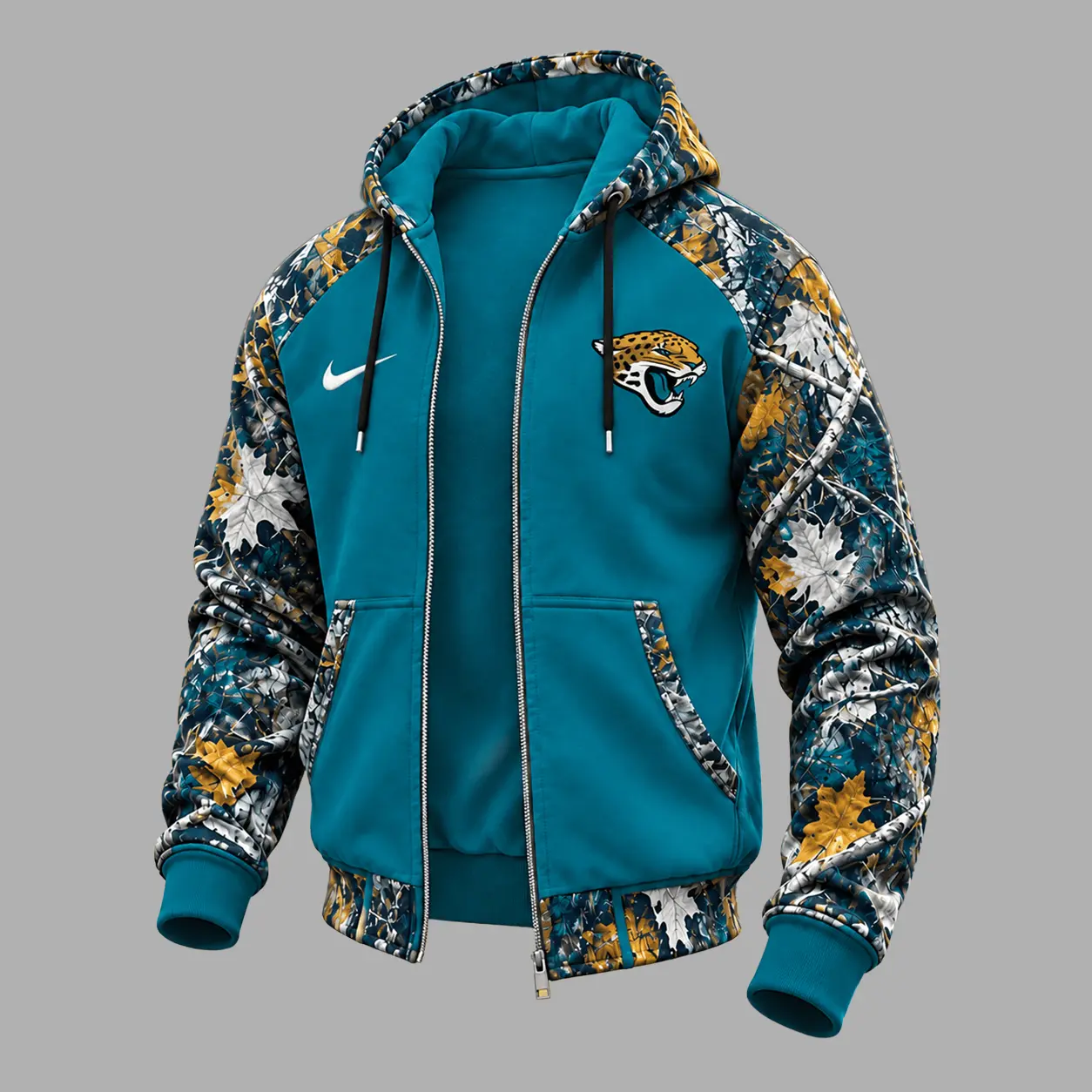 Jacksonville Jaguars | Premium NFL Camo Hunting Zip Hoodie TD - Image 2