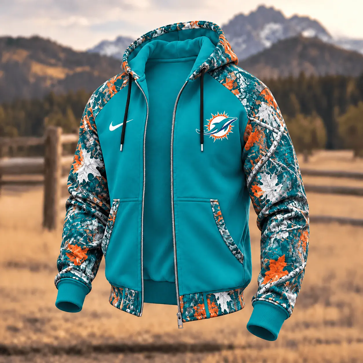 Miami Dolphins | Premium NFL Camo Hunting Zip Hoodie TD