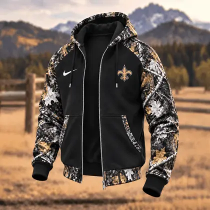 New Orleans Saints | Premium NFL Camo Hunting Zip Hoodie TD