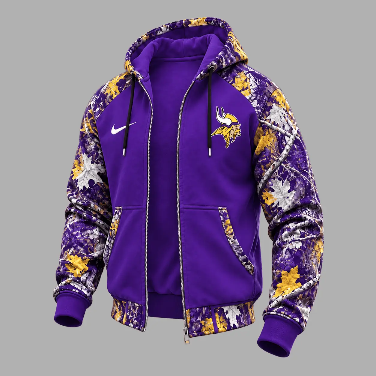 Minnesota Vikings | Premium NFL Camo Hunting Zip Hoodie TD - Image 2