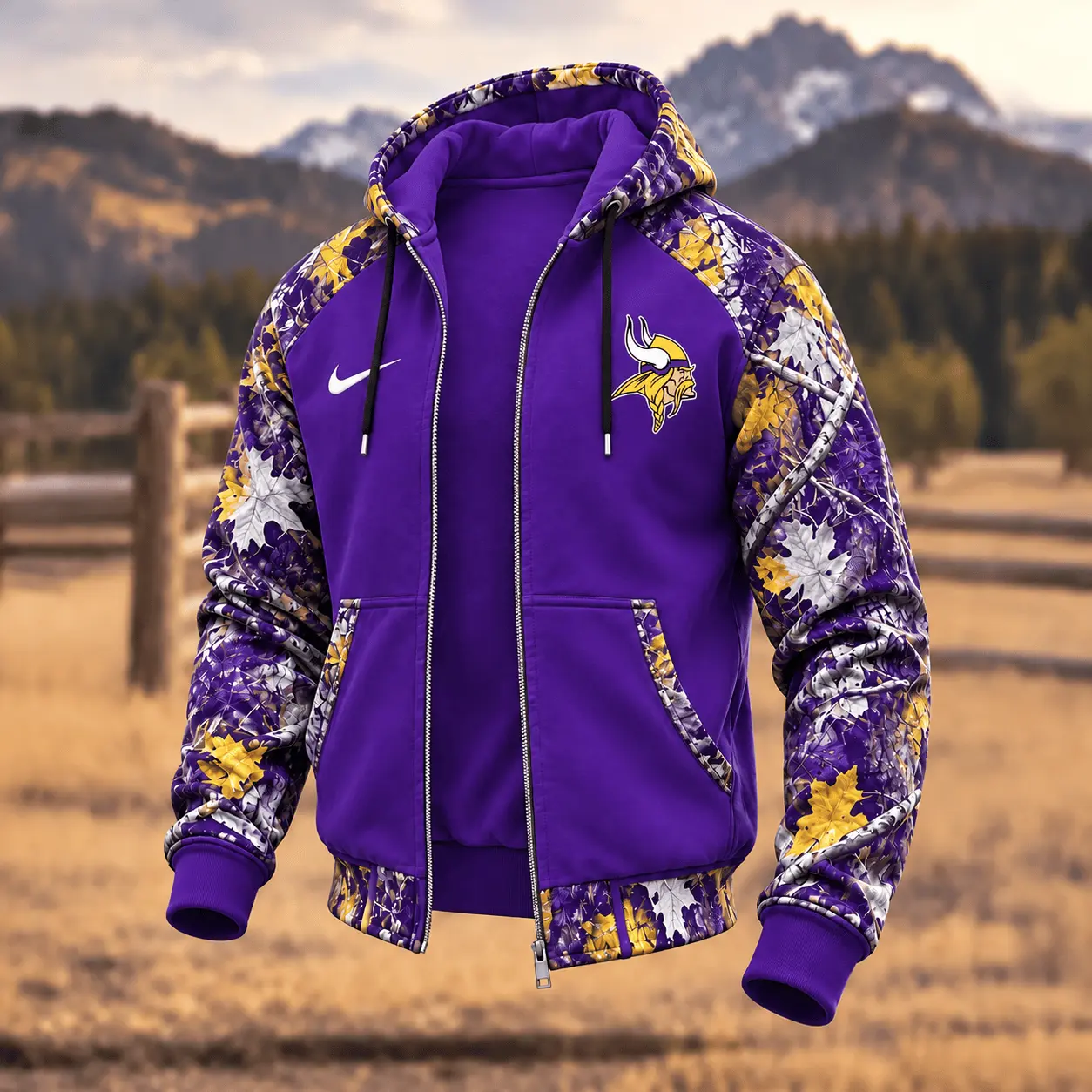 Minnesota Vikings | Premium NFL Camo Hunting Zip Hoodie TD