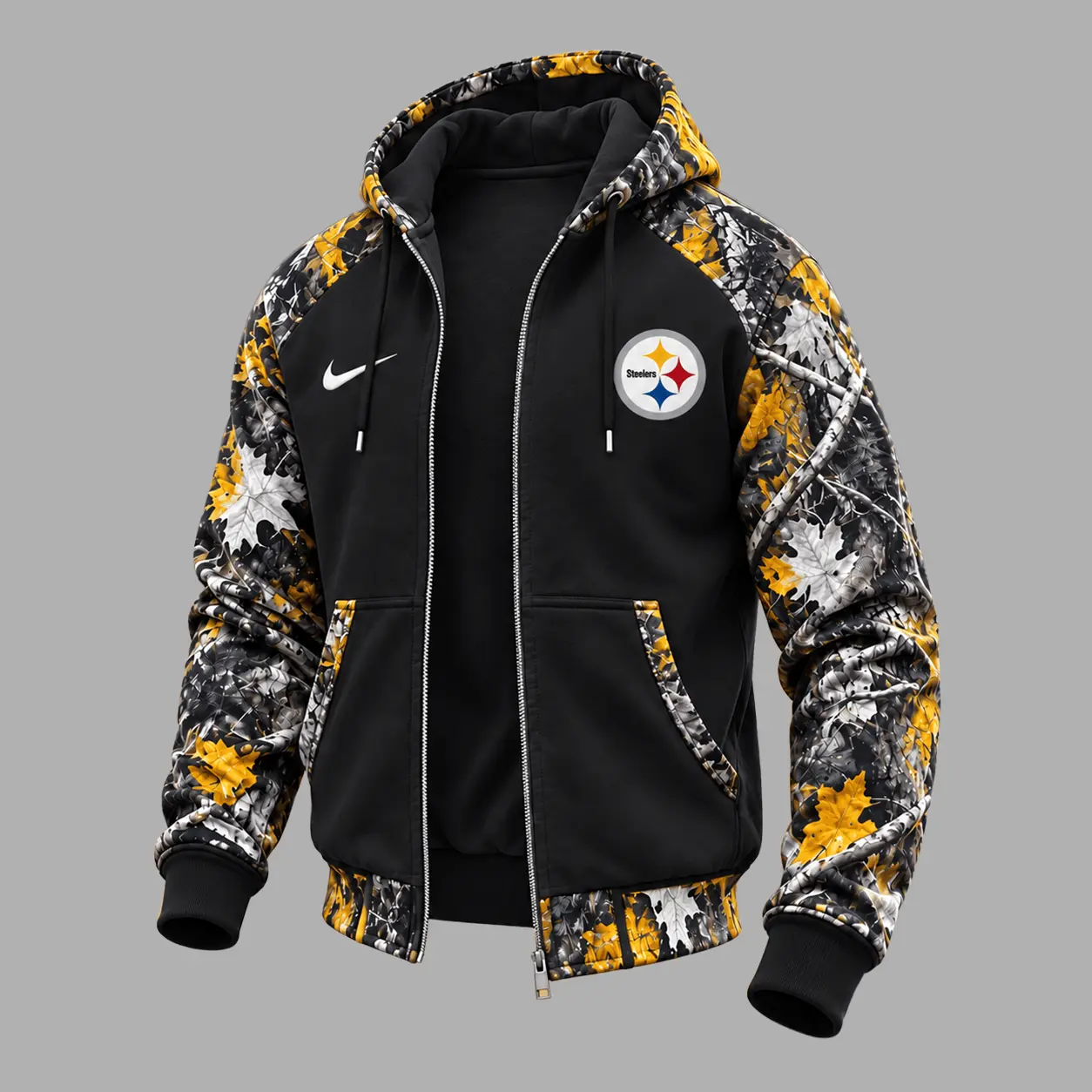 Pittsburgh Steelers | Premium NFL Camo Hunting Zip Hoodie TD - Image 2