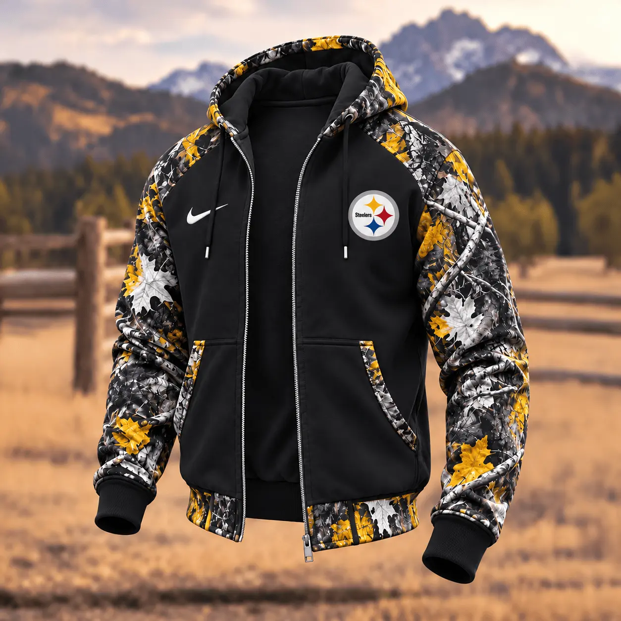 Pittsburgh Steelers | Premium NFL Camo Hunting Zip Hoodie TD