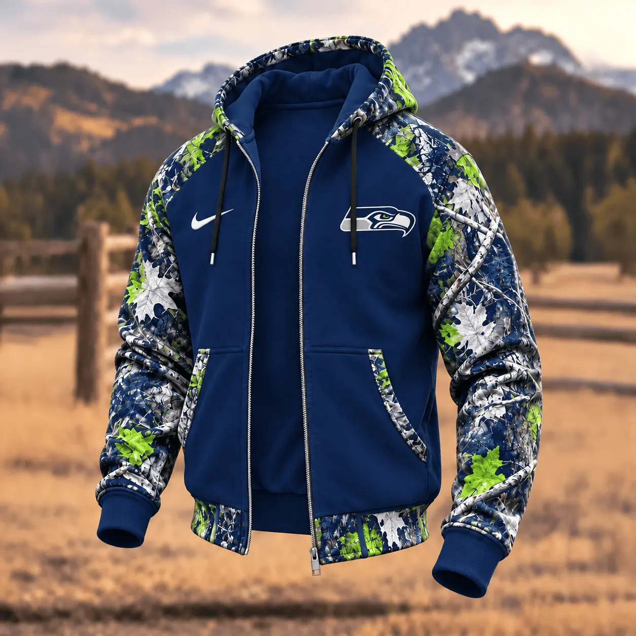 Seattle Seahawks | Premium NFL Camo Hunting Zip Hoodie TD