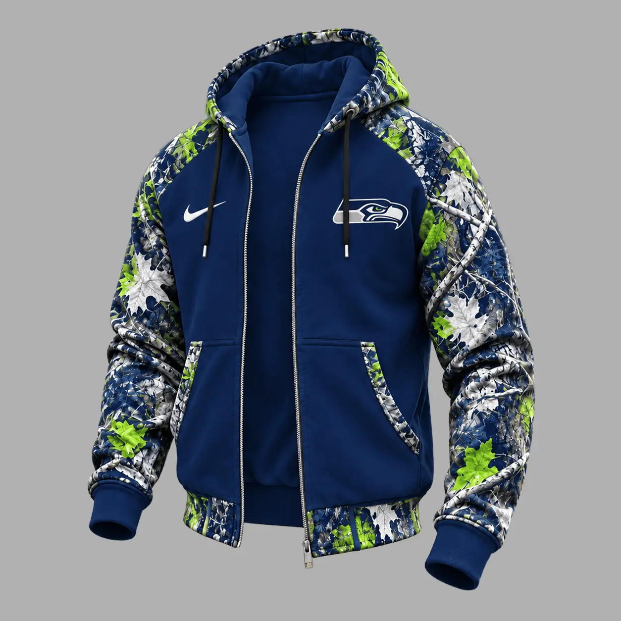 Seattle Seahawks | Premium NFL Camo Hunting Zip Hoodie TD - Image 2