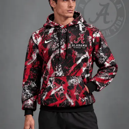 Alabama Crimson Tide | Premium NCAA Electric Splatter Camo All Over Print Pullover Hoodie NDN