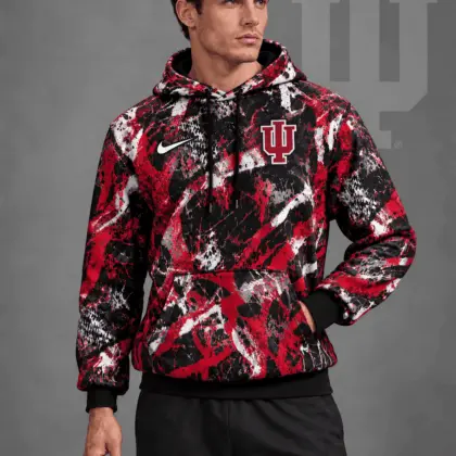 Indiana Hoosiers | Premium NCAA Electric Splatter Camo All Over Print Pullover Hoodie NDN