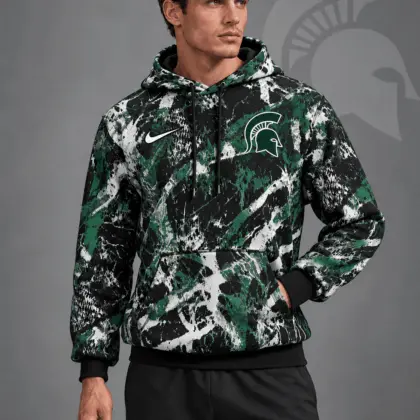 Michigan State Spartans | Premium NCAA Electric Splatter Camo All Over Print Pullover Hoodie NDN