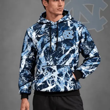 North Carolina Tar Heels | Premium NCAA Electric Splatter Camo All Over Print Pullover Hoodie NDN