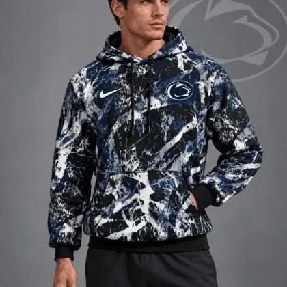 Penn State Nittany Lions | Premium NCAA Electric Splatter Camo All Over Print Pullover Hoodie NDN