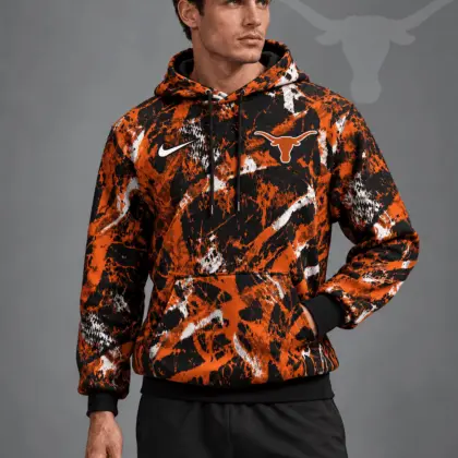 Texas Longhorns | Premium NCAA Electric Splatter Camo All Over Print Pullover Hoodie NDN