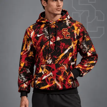 Usc Trojans | Premium NCAA Electric Splatter Camo All Over Print Pullover Hoodie NDN