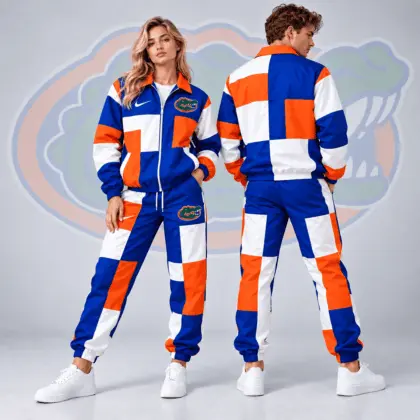 Florida Gators | Premium NCAA Retro Varsity Colorblock Full Zip Tracksuit Jacket And Jogger Pants Set NDN