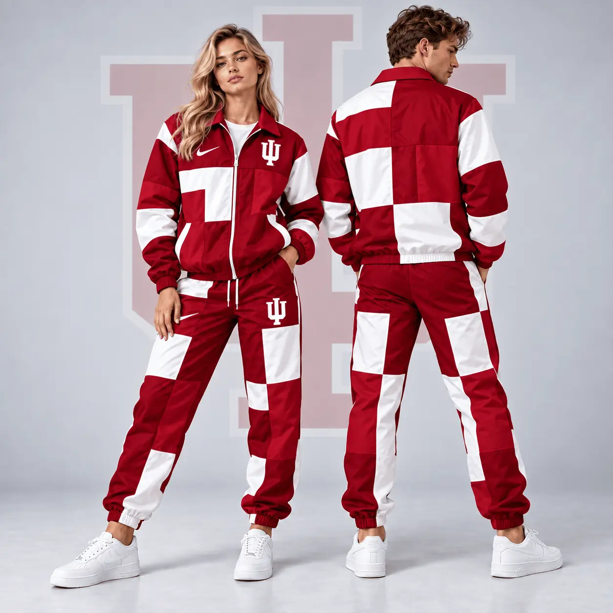Indiana Hoosiers | Premium NCAA Retro Varsity Colorblock Full Zip Tracksuit Jacket And Jogger Pants Set NDN