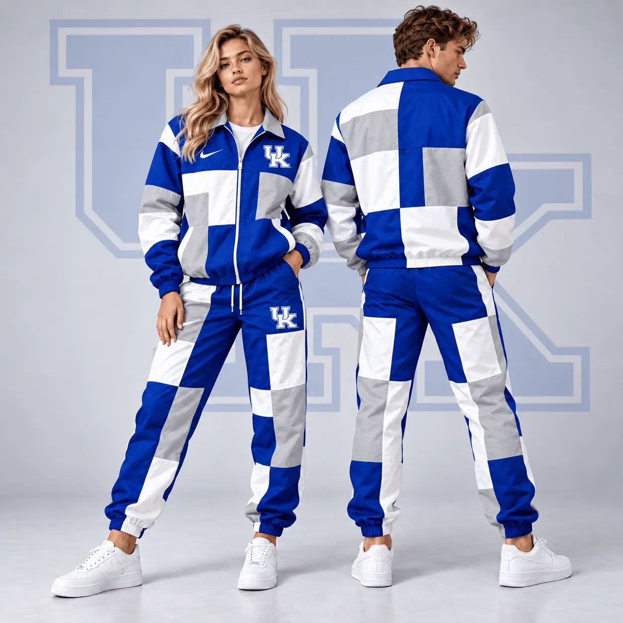 Kentucky Wildcats | Premium NCAA Retro Varsity Colorblock Full Zip Tracksuit Jacket And Jogger Pants Set NDN