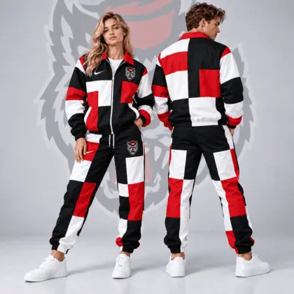 Nc State Wolfpack | Premium NCAA Retro Varsity Colorblock Full Zip Tracksuit Jacket And Jogger Pants Set NDN