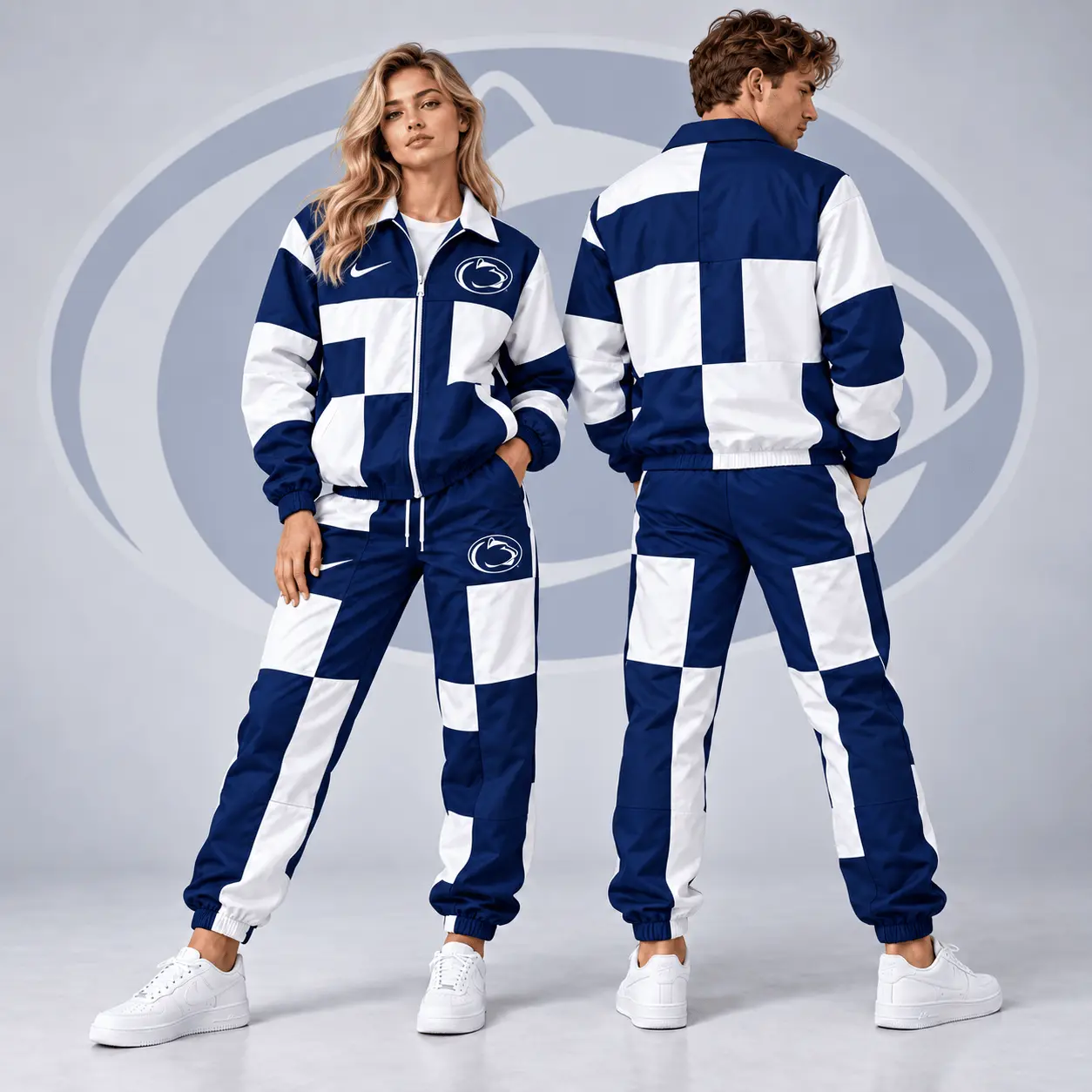 Penn State Nittany Lions | Premium NCAA Retro Varsity Colorblock Full Zip Tracksuit Jacket And Jogger Pants Set NDN